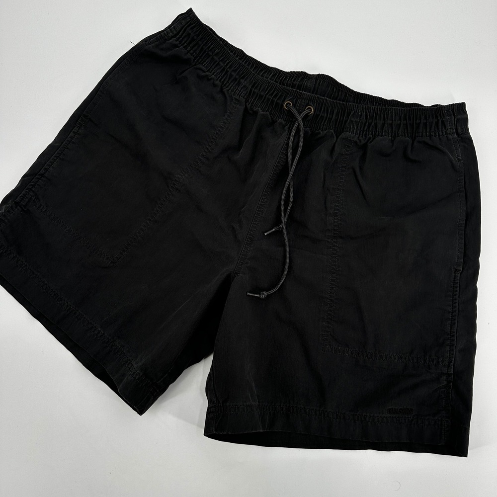 Filson River Shorts Mens Large Faded Black Cotton Nylon Elastic Waist Rugged